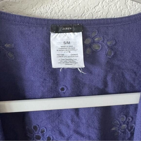 J.CREW Women’s Navy Blue Cotton Eyelet Poncho Cover Up S/M 100% Cotton Beach - Picture 3 of 5